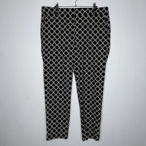Talbots Women’s Hampshire Ankle Pants Lattice Jacquard Print Black Size 16